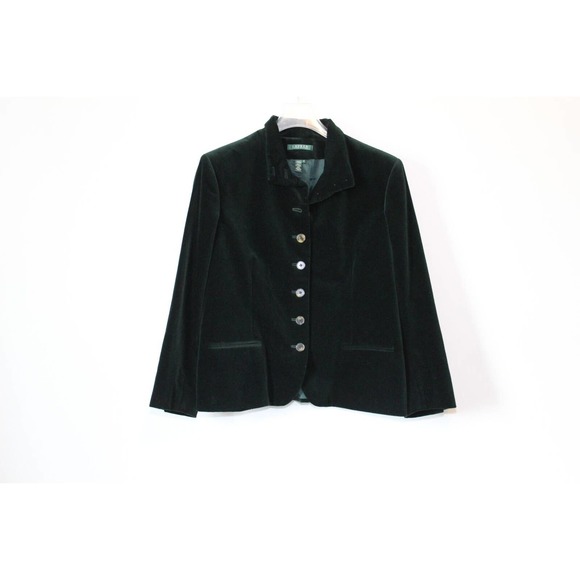 Lauren Ralph Lauren Velvet Blazer Jacket Holiday Green Button Size 16 H13855 - Picture 9 of 12